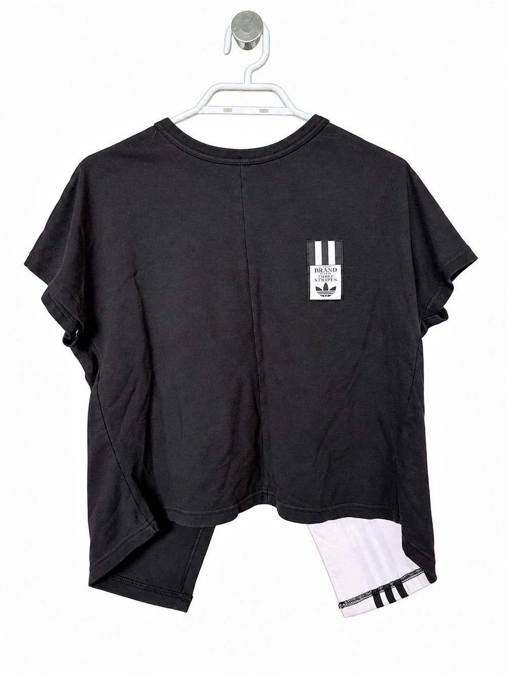 Adidas Originals Women’s Asymmetrical 3-Stripes T-Shirt Black White XS